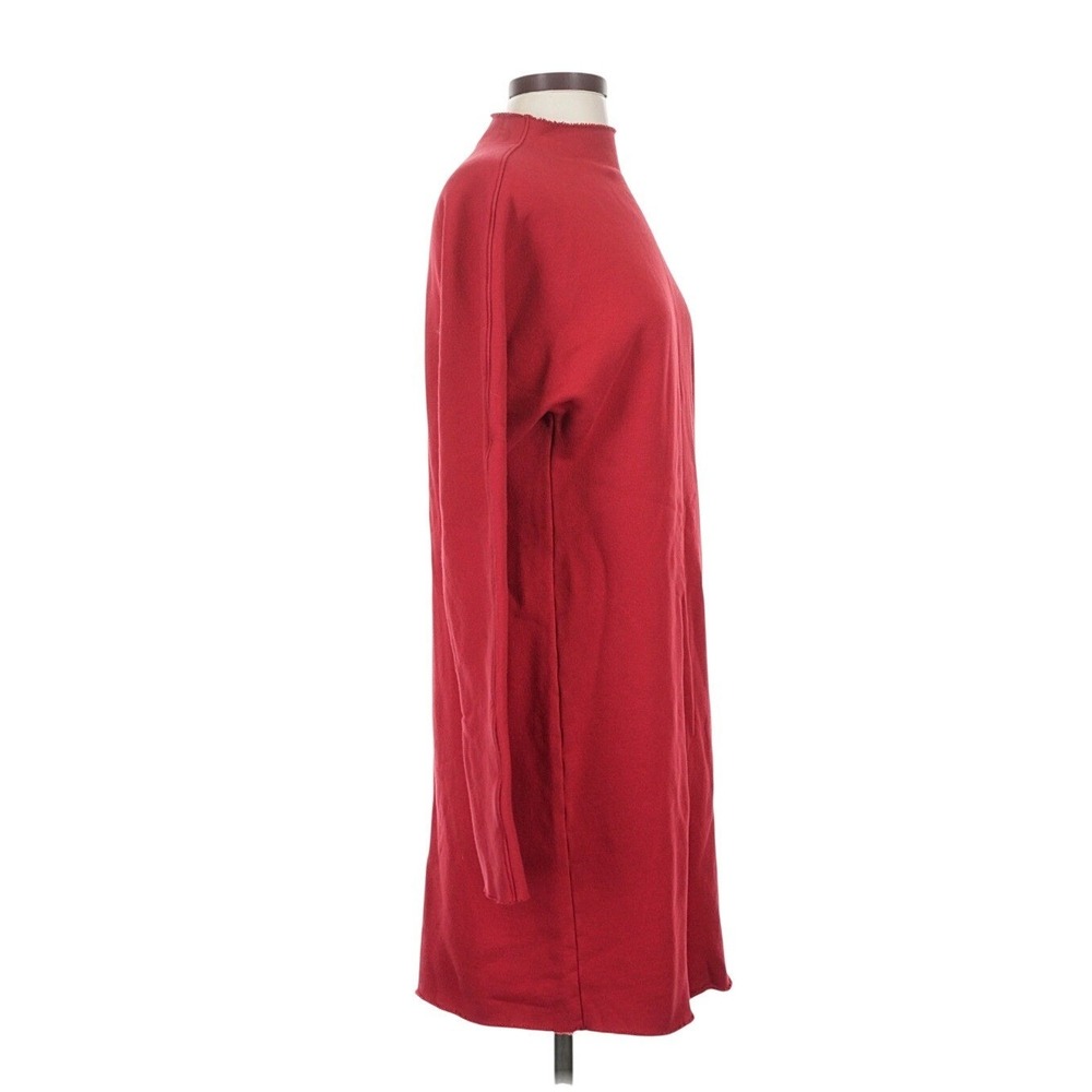 Frank & Eileen Isabelle Triple Fleece Funnel Neck Midi Dress Red XS USA - Picture 6 of 10